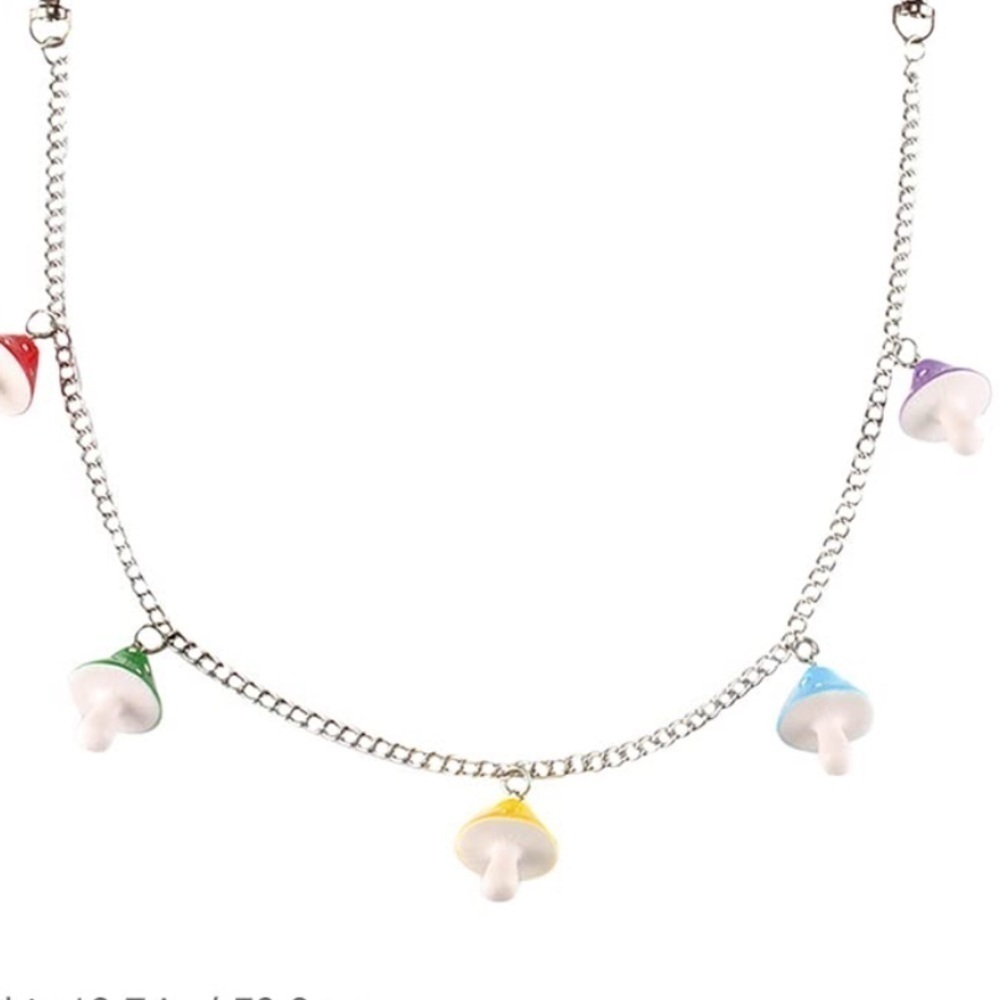 Urban Outfitters Pink Blue Silver Mushroom Pastel Necklace - Picture 1 of 4